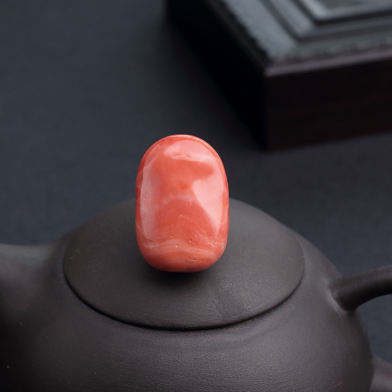 台湾天然橘色珊瑚佛吊坠-红掌柜