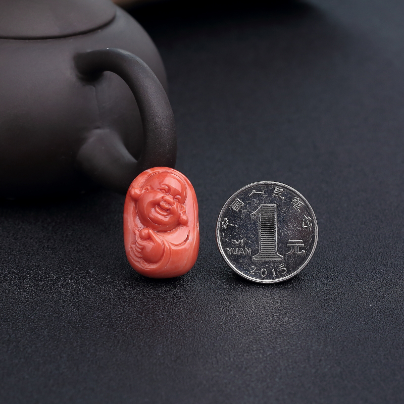 MOMO橘色珊瑚佛吊坠-红掌柜