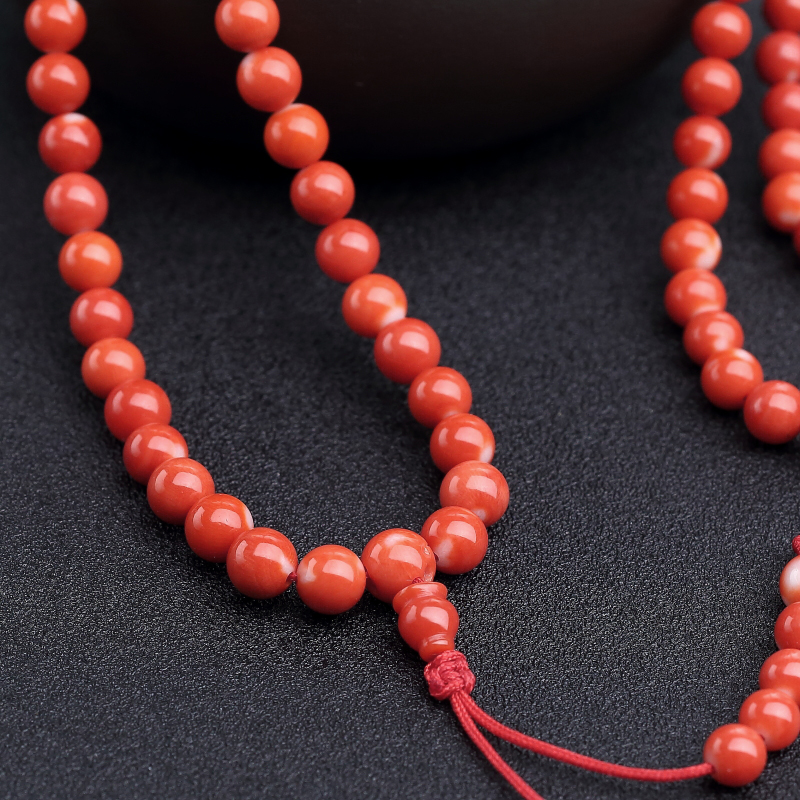 台湾天然MOMO珊瑚108佛珠-红掌柜