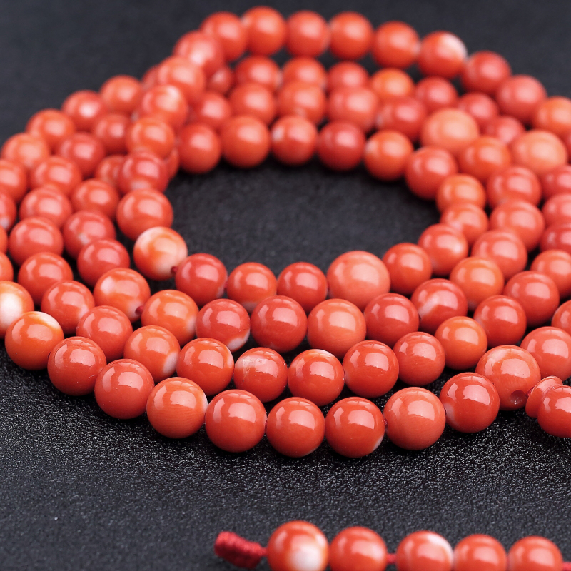 台湾天然MOMO橘红珊瑚佛珠-红掌柜