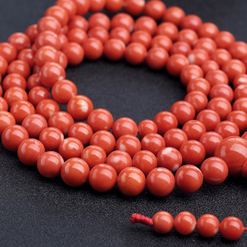 台湾天然MOMO橘红珊瑚佛珠-红掌柜