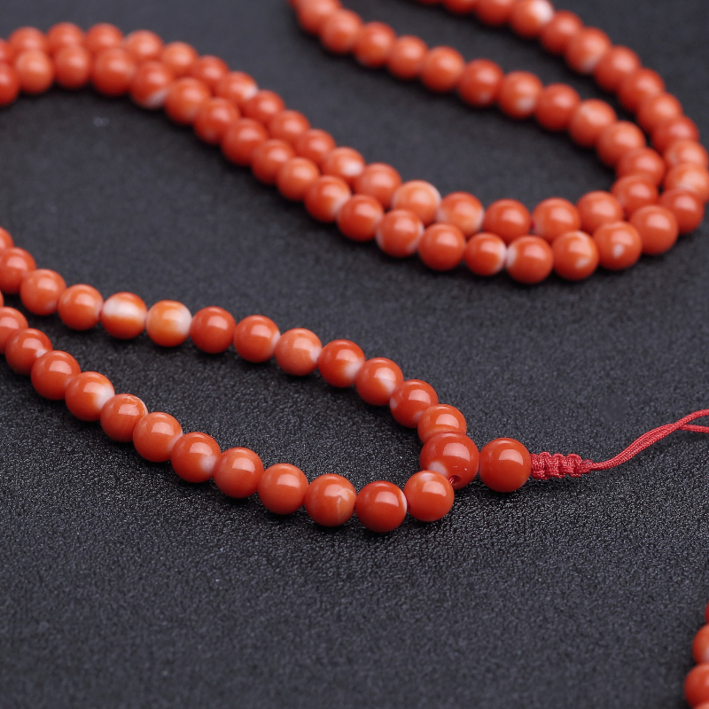 5mmMOMO橘色珊瑚108佛珠-红掌柜