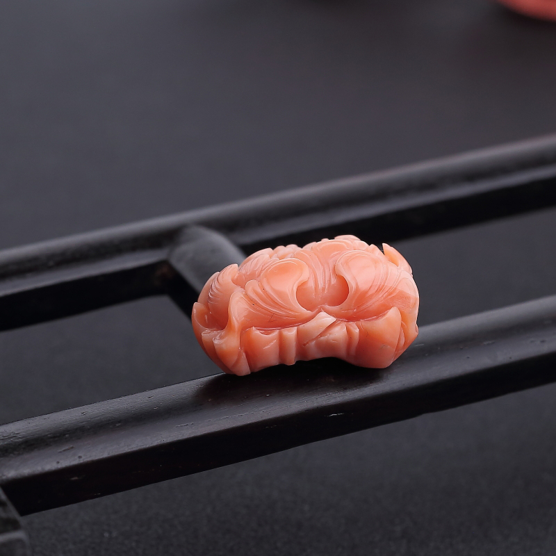 橘色珊瑚牡丹花戒面-红掌柜