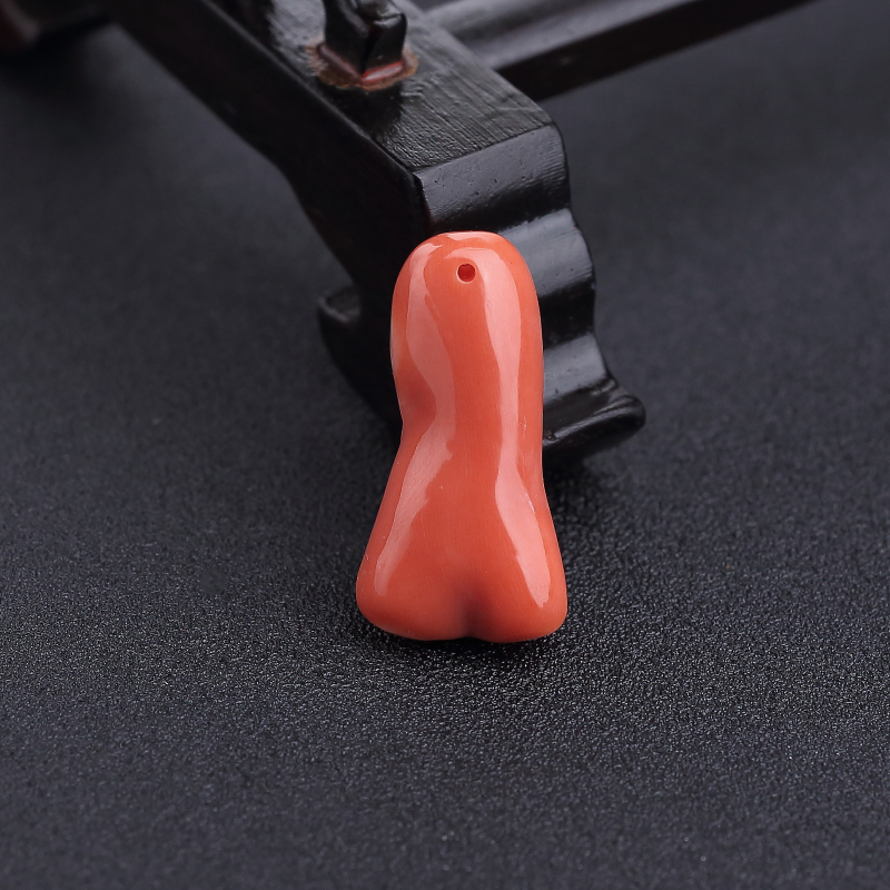 台湾天然MOMO橘色珊瑚观音吊坠-红掌柜