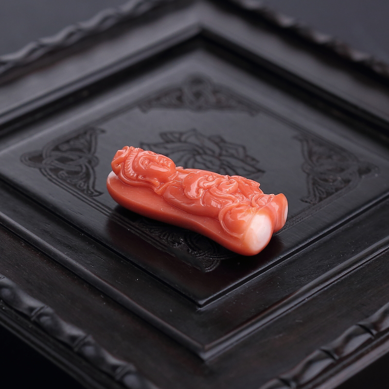 MOMO橘色珊瑚观音吊坠-红掌柜