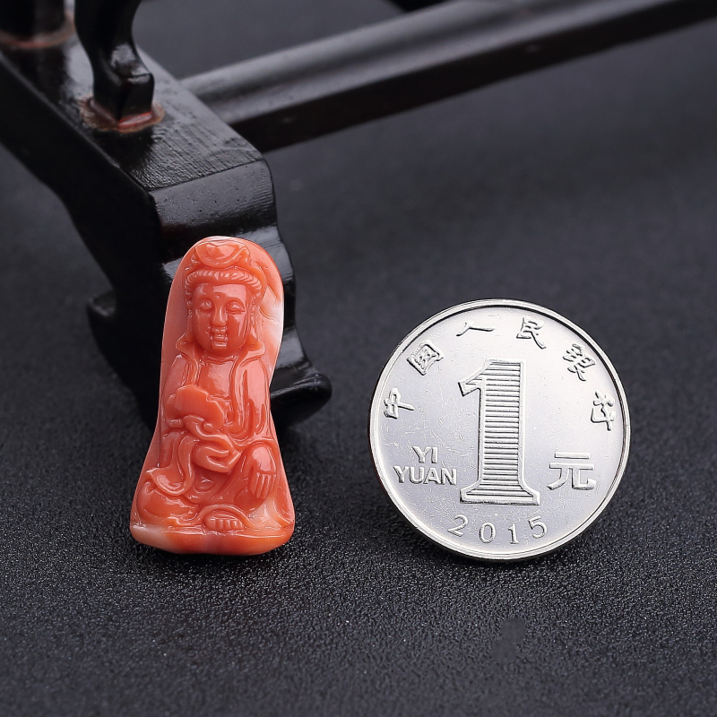 MOMO橘色珊瑚观音挂件-红掌柜