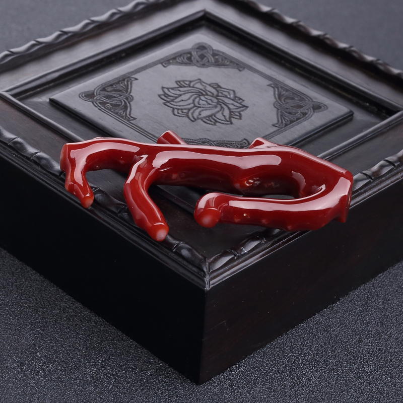 天然阿卡黑红珊瑚原枝-红掌柜