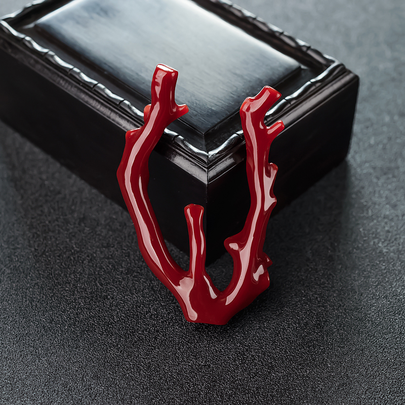 日本天然阿卡深红珊瑚原枝-红掌柜