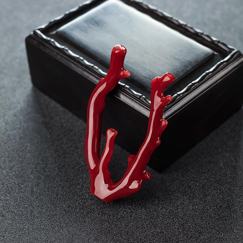 天然阿卡深红珊瑚原枝-红掌柜