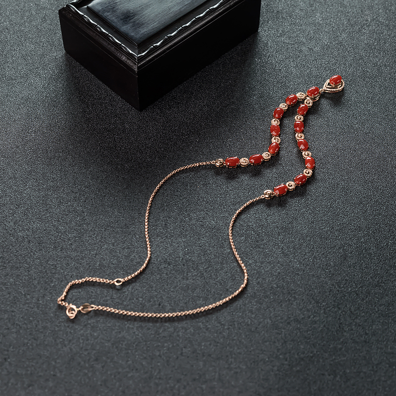 日本天然阿卡正红珊瑚项链-红掌柜