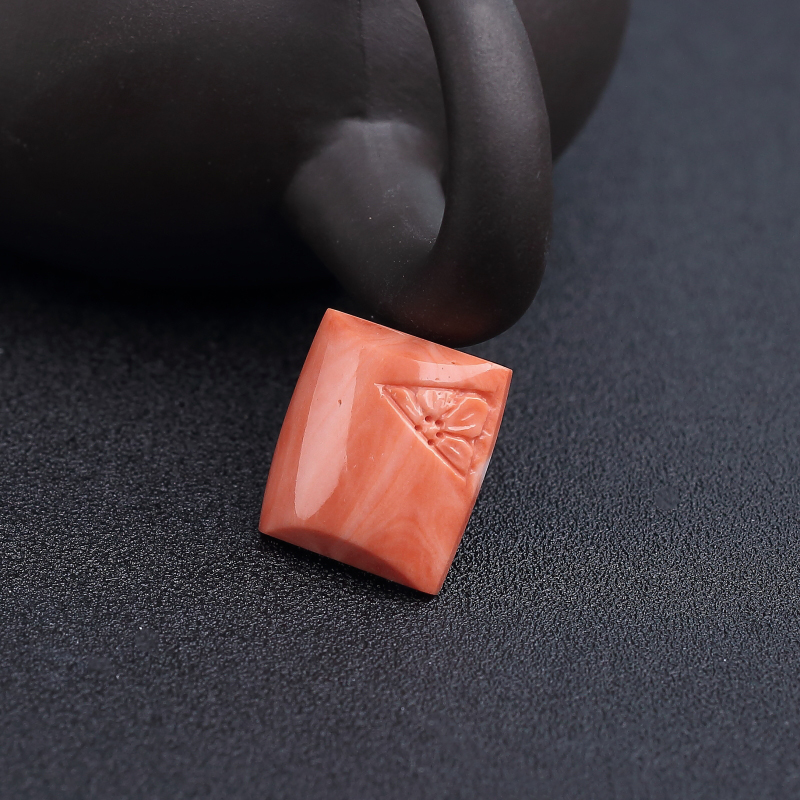 天然MOMO橘色珊瑚戒面-红掌柜