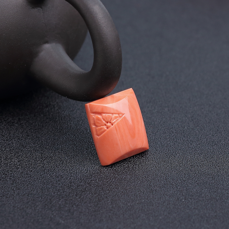 台湾MOMO橘色珊瑚戒面-红掌柜