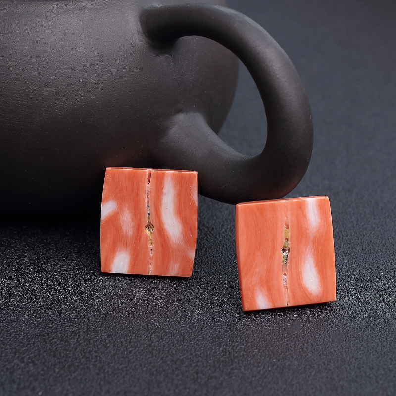 台湾天然橘色珊瑚戒面-红掌柜