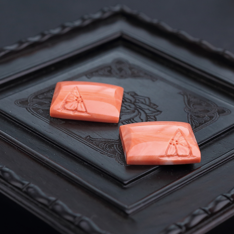 MOMO橘色珊瑚戒面-红掌柜