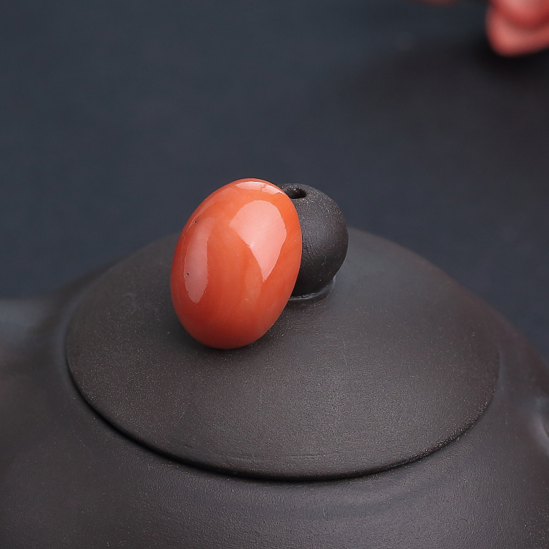 台湾MOMO橘色珊瑚戒面-红掌柜