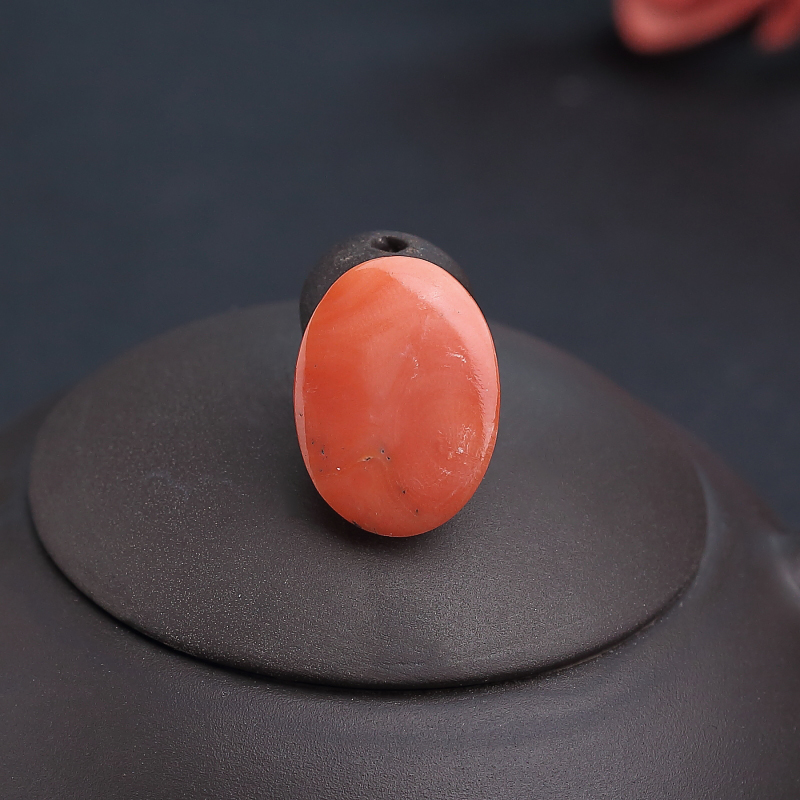 台湾天然橘色珊瑚戒面-红掌柜