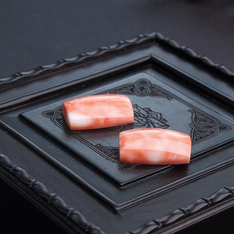 MOMO橘色珊瑚戒面-红掌柜