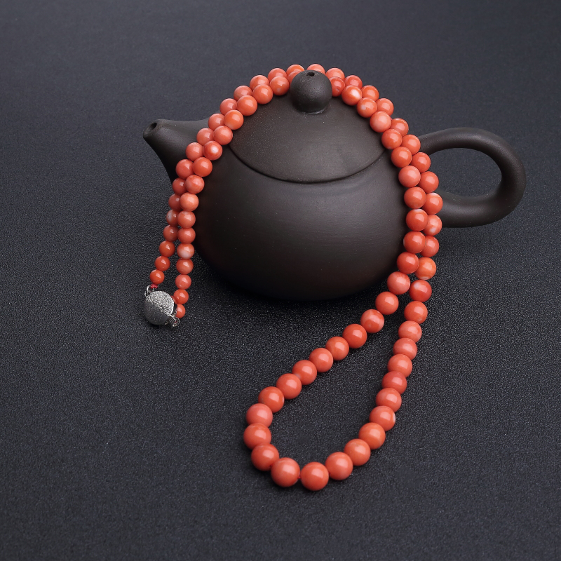 天然MOMO橘红珊瑚塔链-红掌柜