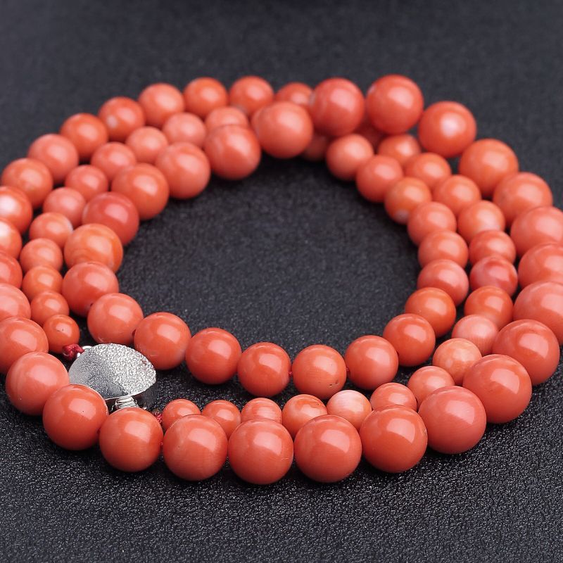 天然MOMO橘红珊瑚塔链-红掌柜