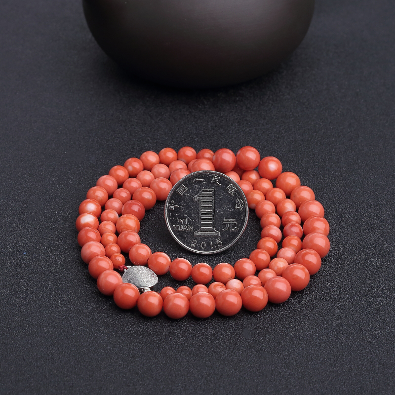 台湾天然MOMO橘红珊瑚塔链-红掌柜