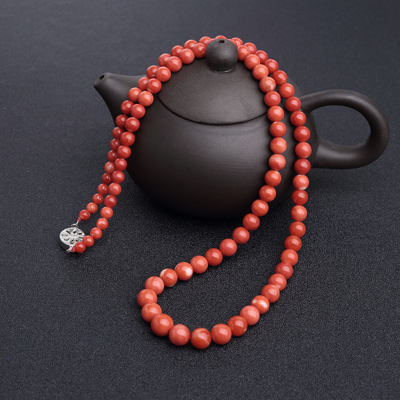 天然MOMO橘红珊瑚塔链-红掌柜