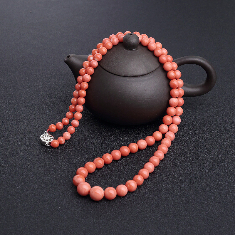 天然MOMO橘红珊瑚塔链-红掌柜