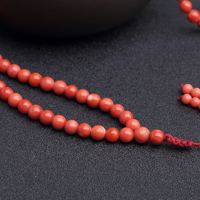 台湾天然MOMO橘红珊瑚108佛珠-红掌柜