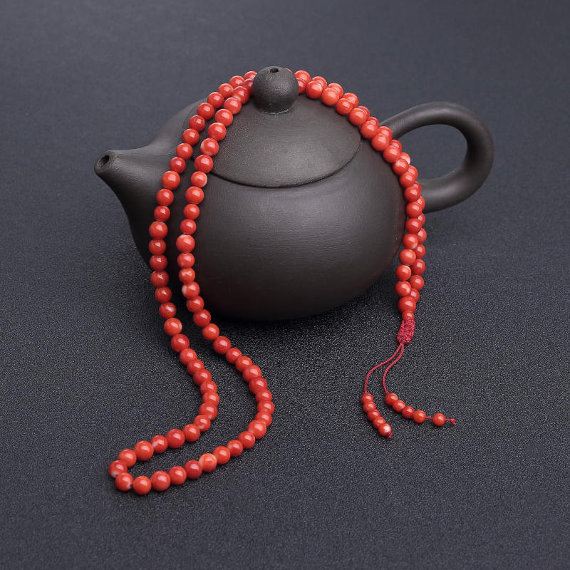 MOMO橘红珊瑚108佛珠-红掌柜