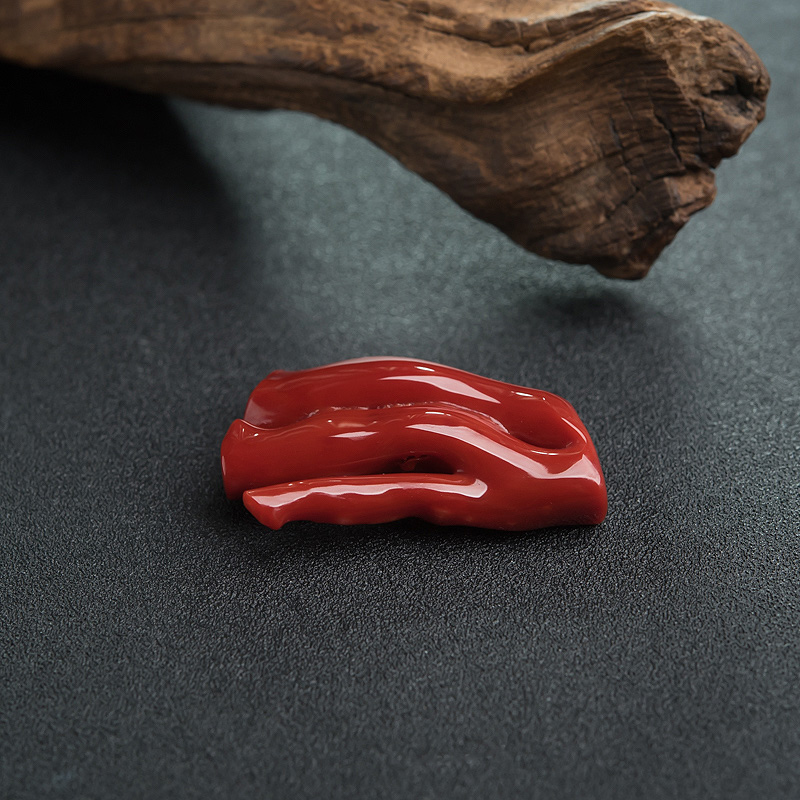 日本天然阿卡深红珊瑚原枝-红掌柜