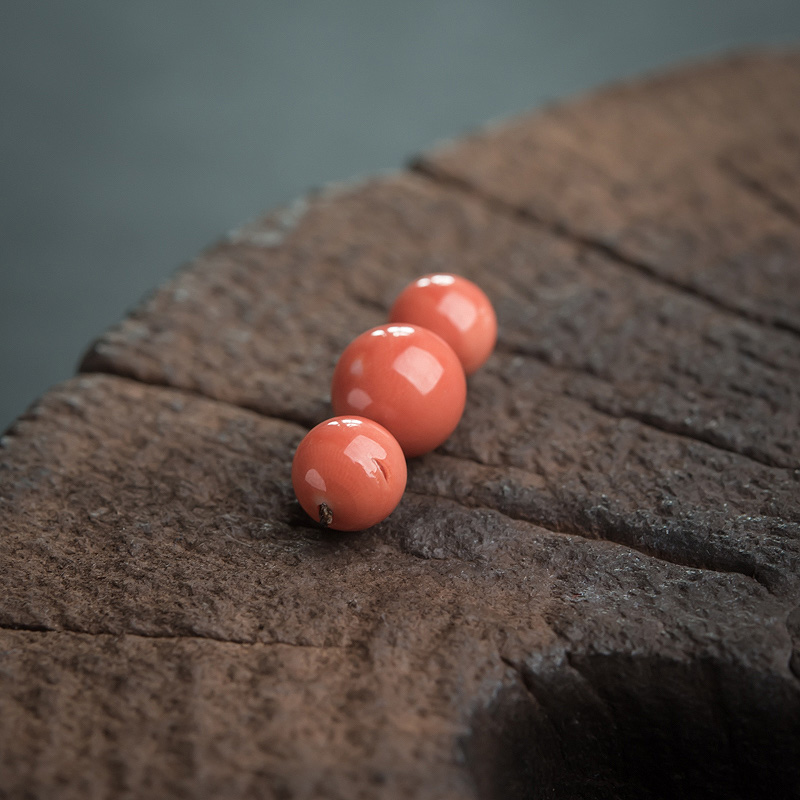 台湾MOMO珊瑚圆珠（三件）-红掌柜