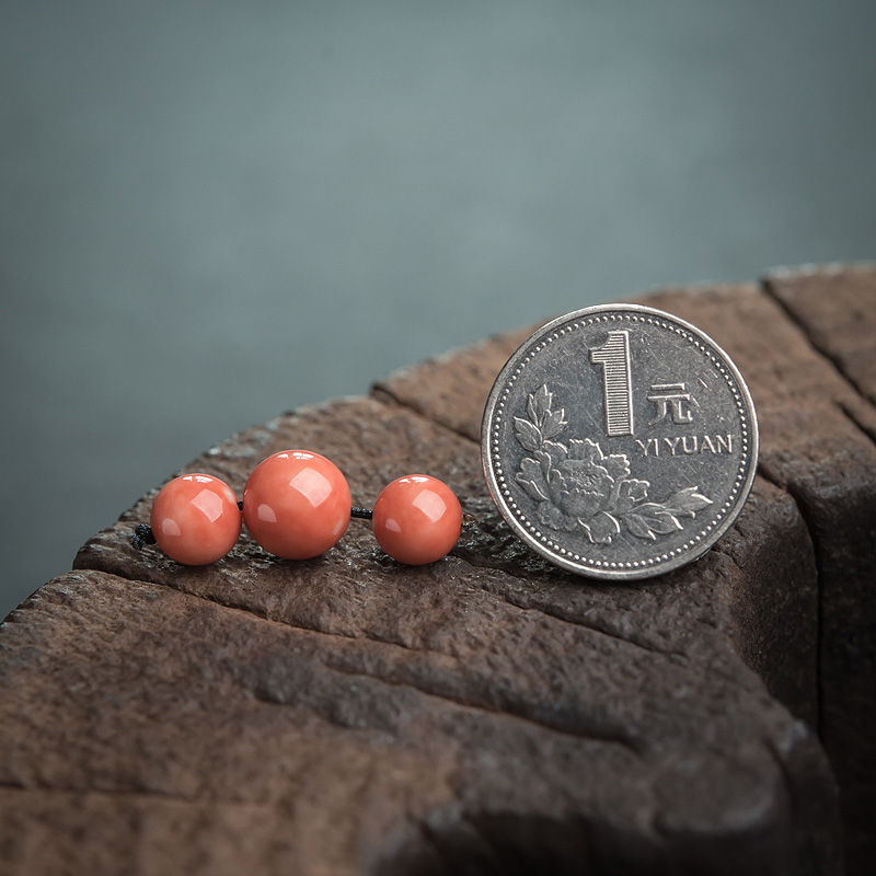 台湾天然MOMO珊瑚圆珠（三件）-红掌柜