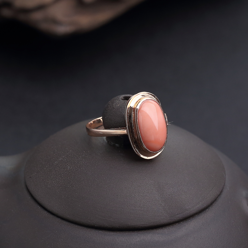 18K深水粉色珊瑚戒指-红掌柜