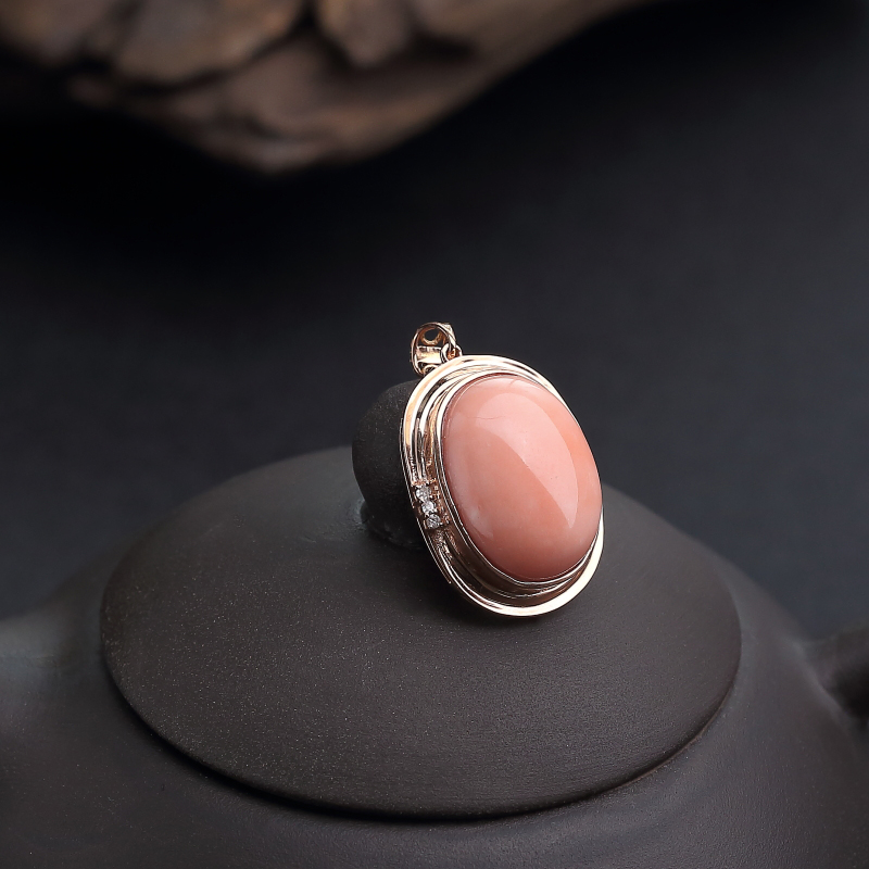 18K深水粉色珊瑚吊坠-红掌柜