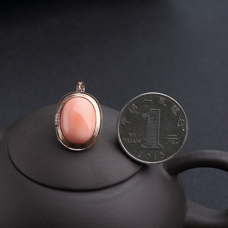 中途岛天然深水粉色珊瑚吊坠-红掌柜