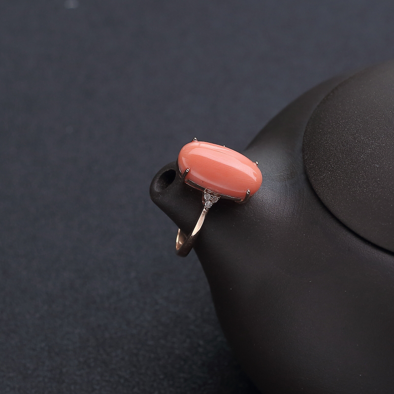 天然深水粉色珊瑚戒指-红掌柜