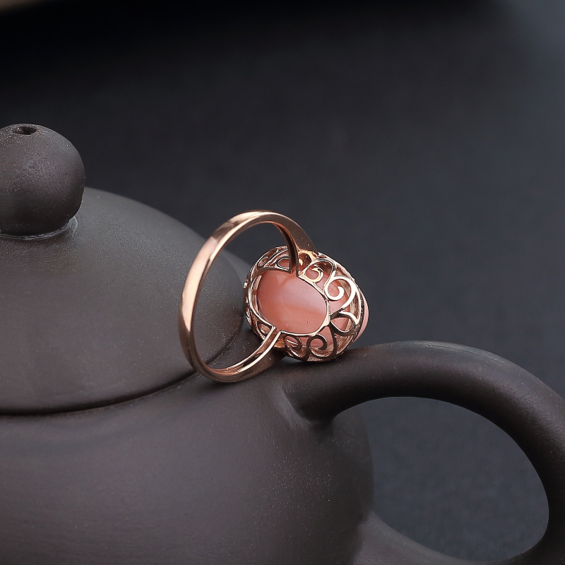 深水粉色珊瑚戒指-红掌柜