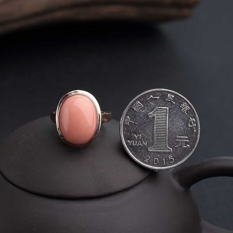 深水粉色珊瑚戒指-红掌柜