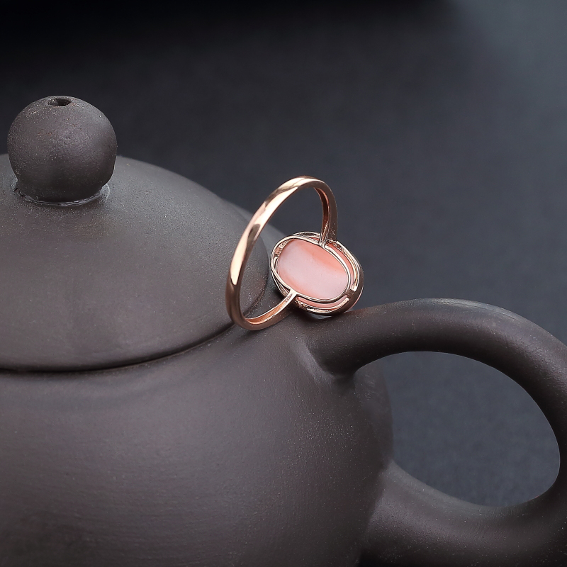 深水粉色珊瑚戒指-红掌柜