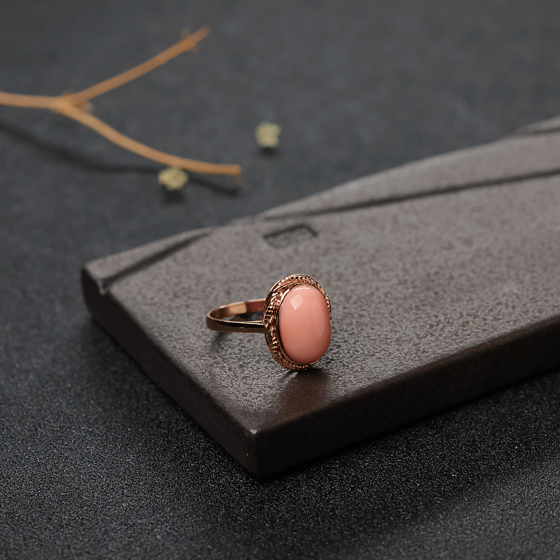 深水粉色珊瑚戒指-红掌柜