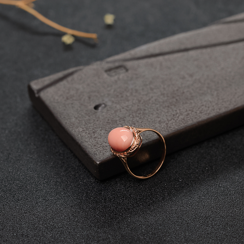 18K金镶珊瑚戒指-红掌柜