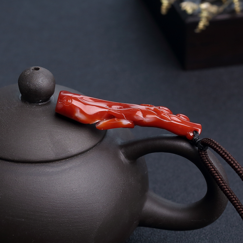 日本天然阿卡正红珊瑚吊坠-红掌柜