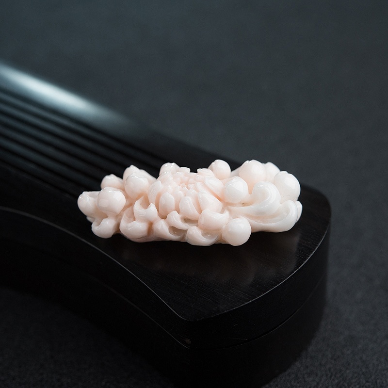 深水粉色珊瑚花吊坠-红掌柜