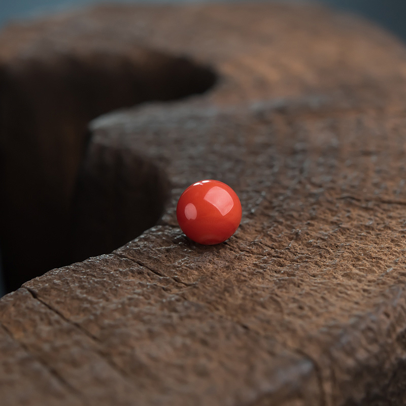 9.5mm阿卡朱红珊瑚圆珠-红掌柜