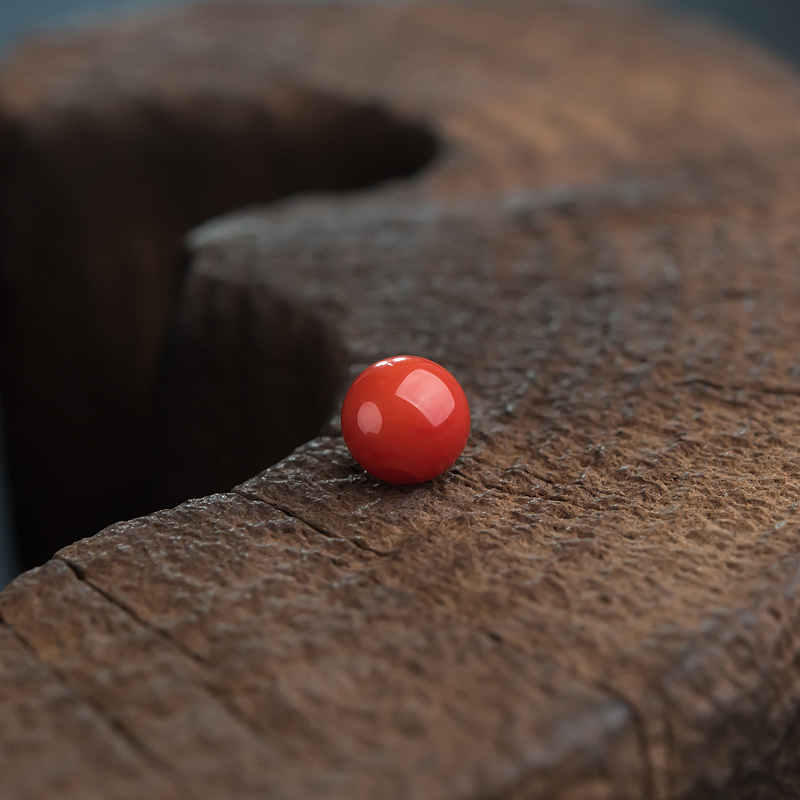 天然阿卡朱红珊瑚圆珠-红掌柜