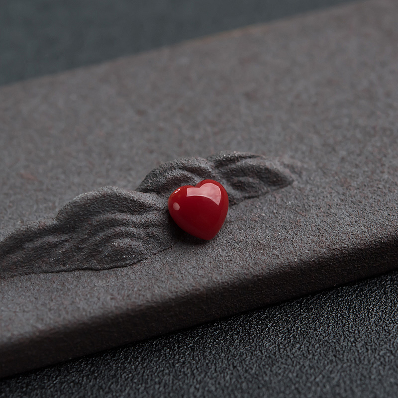 天然珊瑚心形戒面-红掌柜