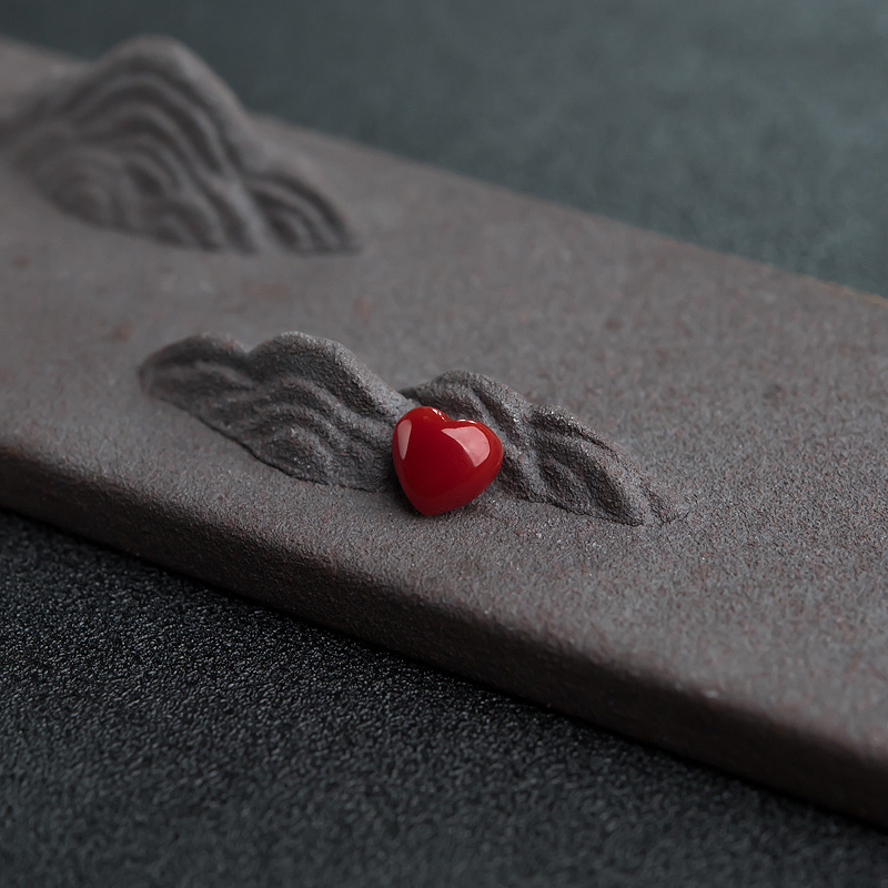 日本珊瑚心形戒面-红掌柜