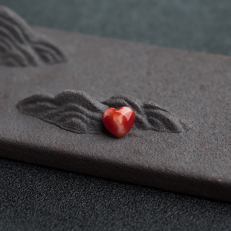 红珊瑚心形戒面-红掌柜