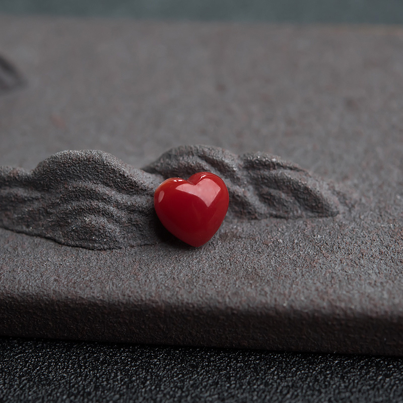 阿卡珊瑚心形戒面-红掌柜