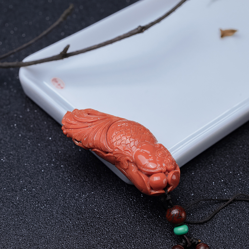天然MOMO珊瑚手把件-红掌柜