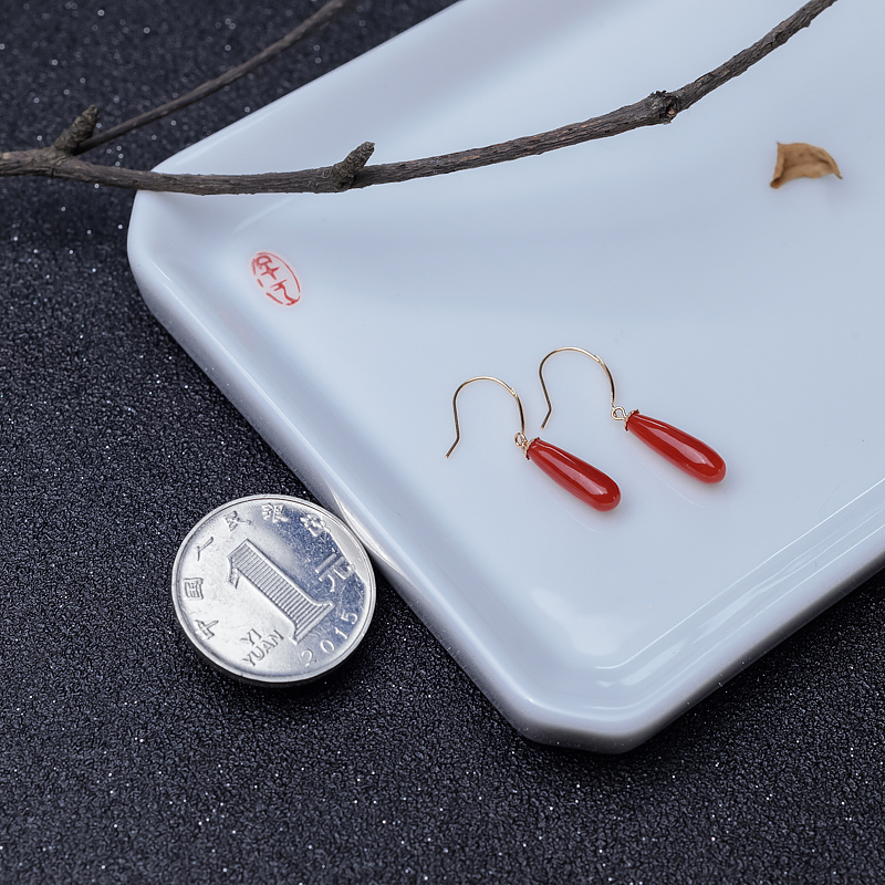 沙丁红珊瑚耳坠-红掌柜